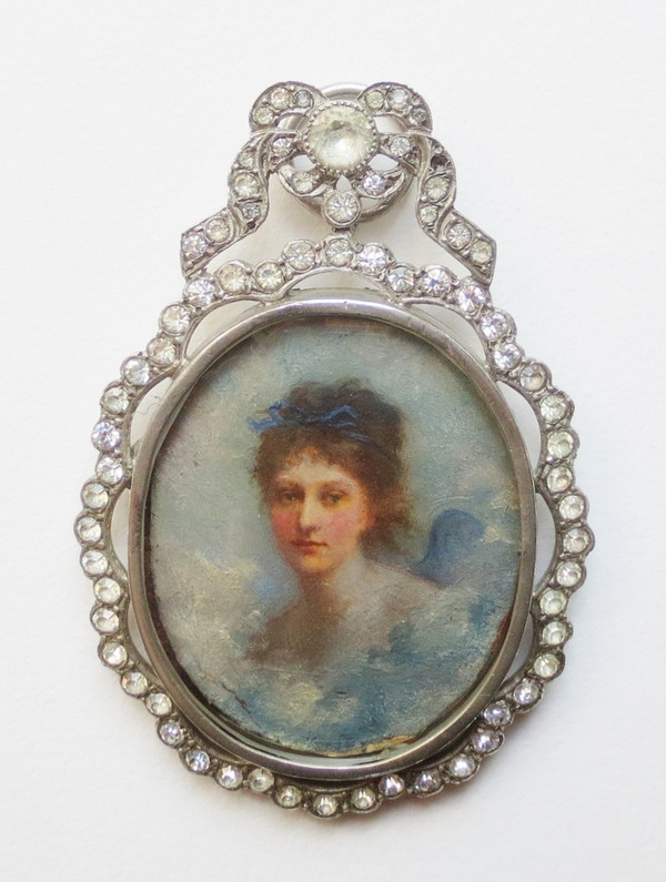 Miniature and silver frame, late 19th century.