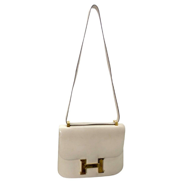 Borsa a Mano da Donna Hermès Off-White in Pelle Modello Constance