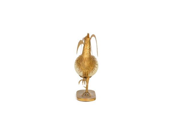 Rooster In Ostrich Egg And Golden Brass, 1970s, Ls5591125d