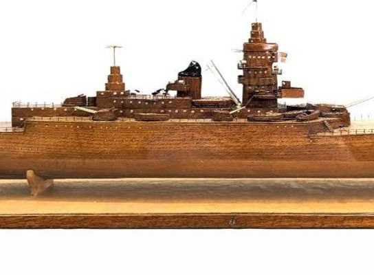 Model Of Cuirassier Boat Under Showcase, Meticulous Work From The 1950s