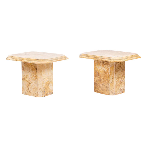 Pair Of Side Tables In Siena Marble, 1970s, Ls5581404c