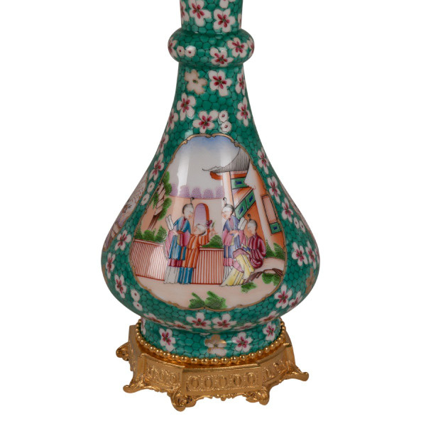 Pair Of Canton Porcelain And Bronze Lamps, Circa 1880, LS5546774B