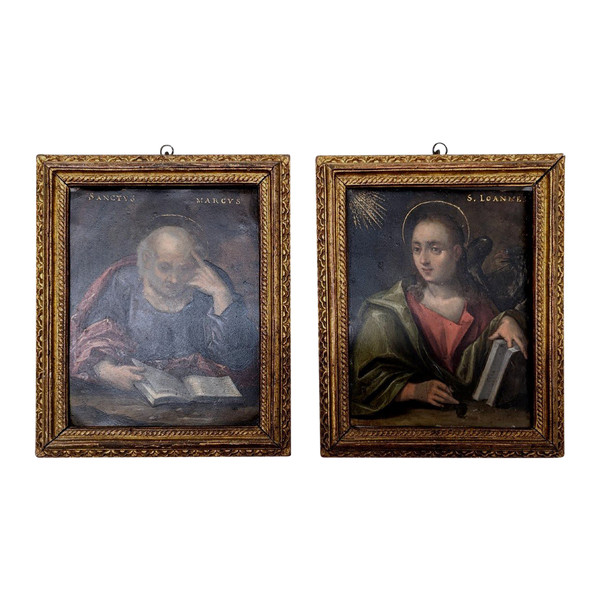 Painting On Copper XVII Portraits Of Saint Marc And Sainte Loannes