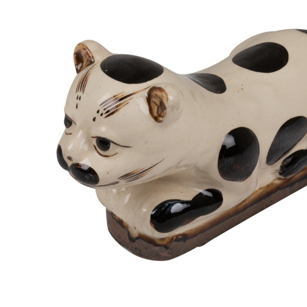 Gatto in ceramica bianca e nera, 1900 circa, LS5559209E