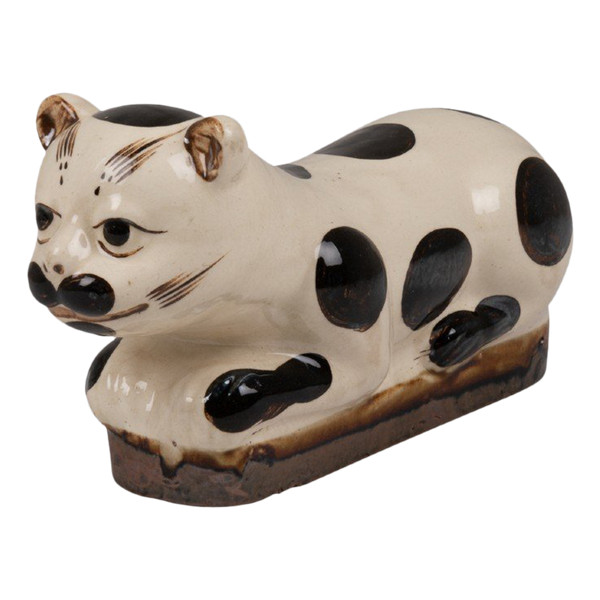 Gatto in ceramica bianca e nera, 1900 circa, LS5559209E