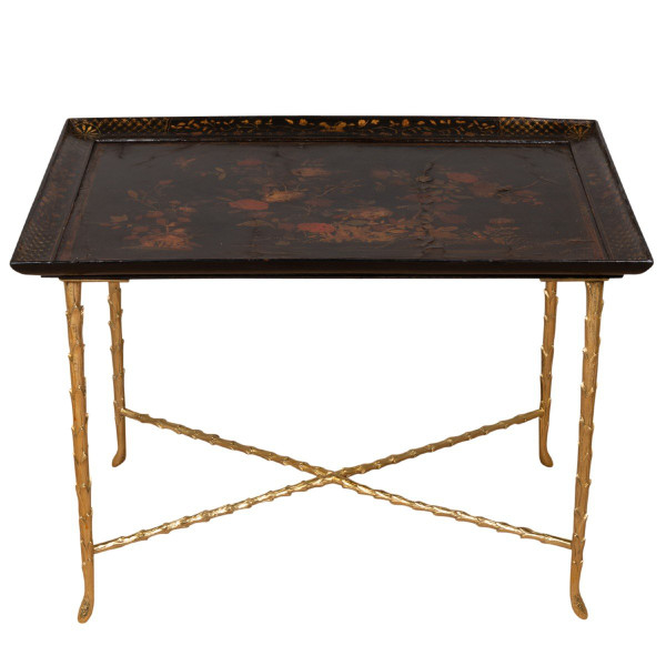 Maison Baguès, Lacquer And Bronze Table, 1970s, LS5451708A