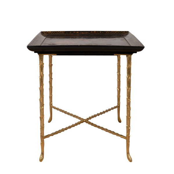 Maison Baguès, Lacquer And Bronze Table, 1970s, LS5451708A