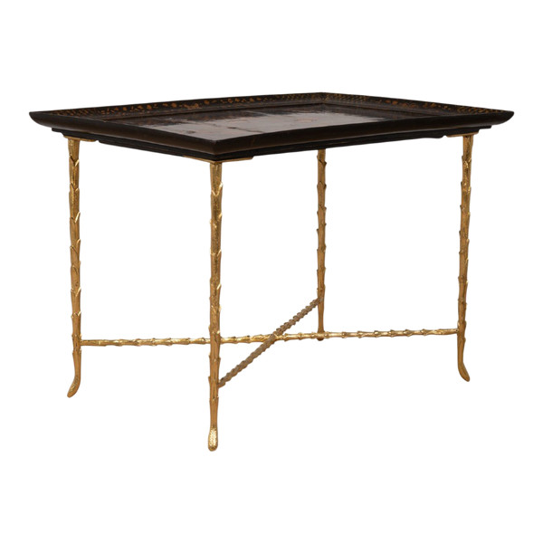 Maison Baguès, Lacquer And Bronze Table, 1970s, LS5451708A