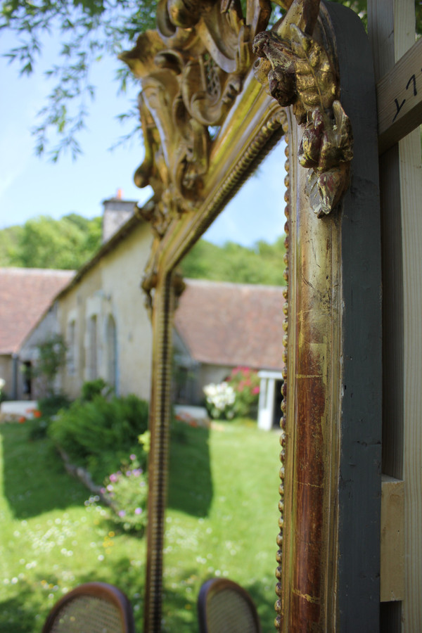 Very Large Antique Floor Standing Mirror, Gold Leaf, Mercury Ice, 135 X 213 Cm