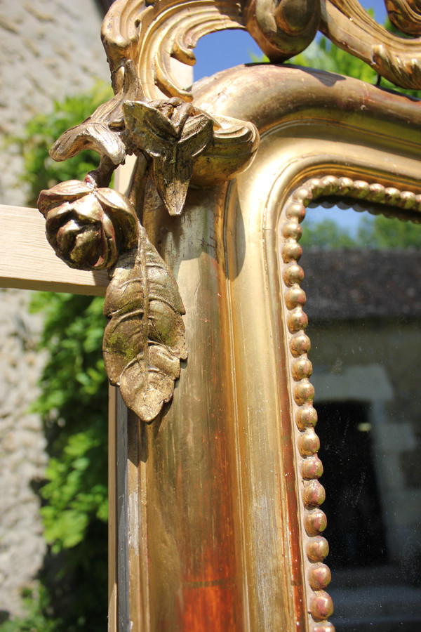 Very Large Antique Floor Standing Mirror, Gold Leaf, Mercury Ice, 135 X 213 Cm