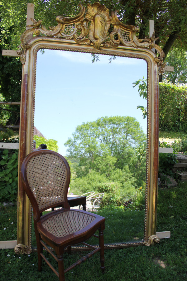 Very Large Antique Floor Standing Mirror, Gold Leaf, Mercury Ice, 135 X 213 Cm