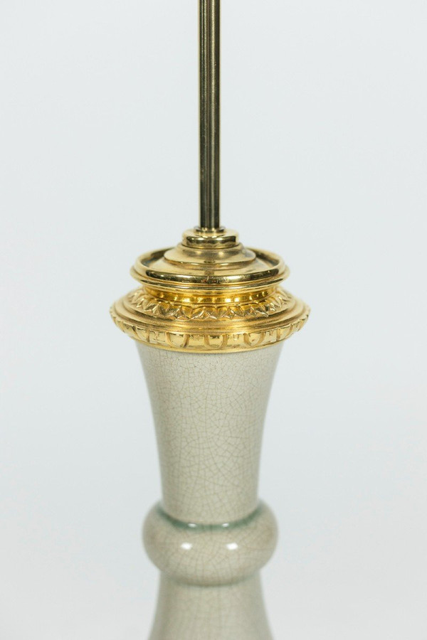 Lamp In Bronze And Celadon Porcelain, Circa 1880