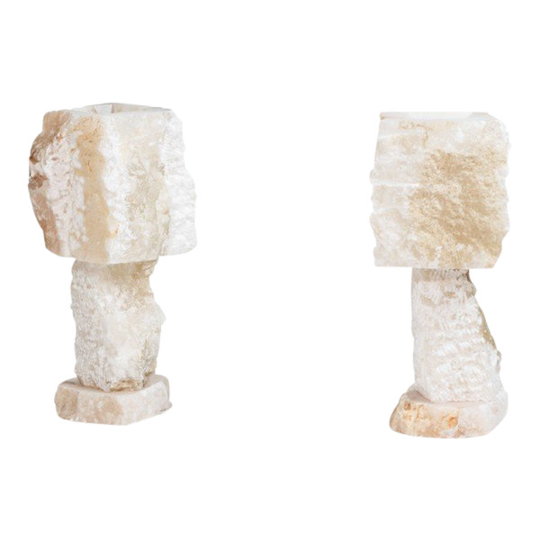 Pair Of Alabaster Lamps, Contemporary Work, LS5406881B