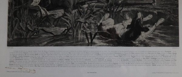 Vénerie, L.G.JADIN, deer hallali, lithograph, 1858