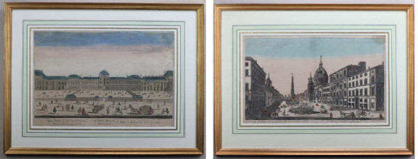 Set Of 18 18th Century Framed Optical Views