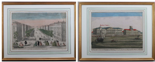 Set Of 18 18th Century Framed Optical Views