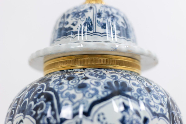 Pair Of Delft Earthenware And Bronze Lamps, Circa 1880, LS5081839