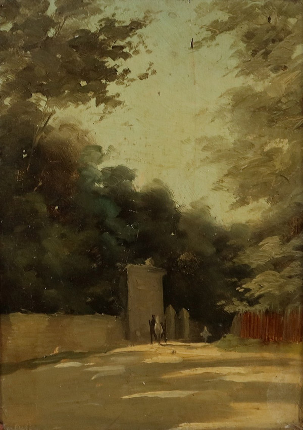 Small painting "Ballade en calèche" signed O. Carmorent - 19th century