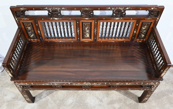 Small Indochinese Rosewood Bench Seat - Late 19th century