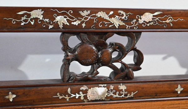 Small Indochinese Rosewood Bench Seat - Late 19th century