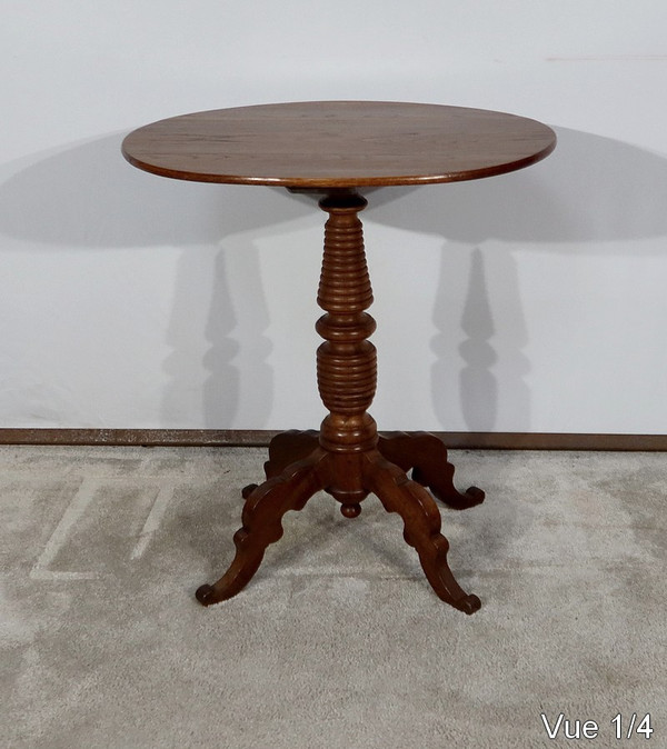 Small Oak and Walnut Pedestal Table - Late 19th century