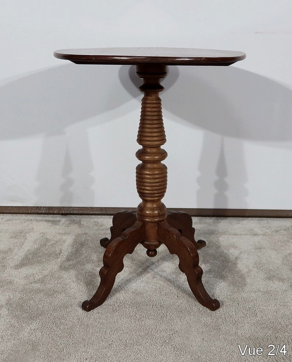 Small Oak and Walnut Pedestal Table - Late 19th century