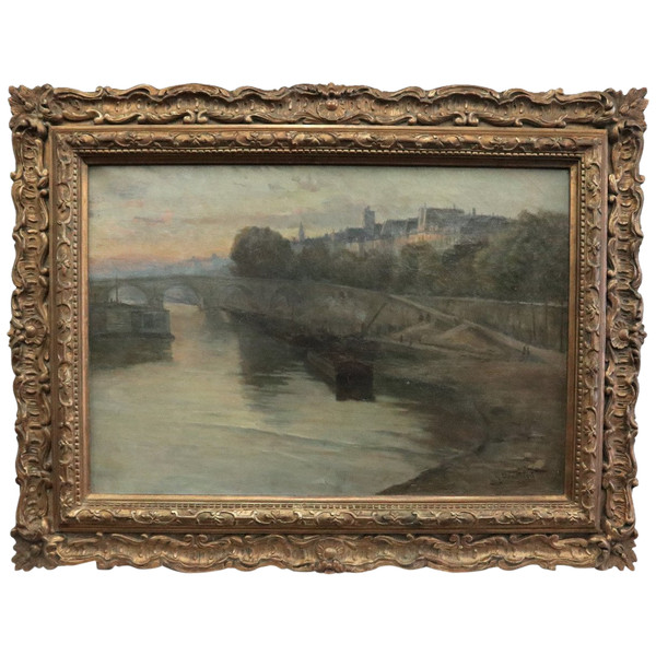 The Seine in Paris, Germain-Eugéne Bonneton, oil on canvas