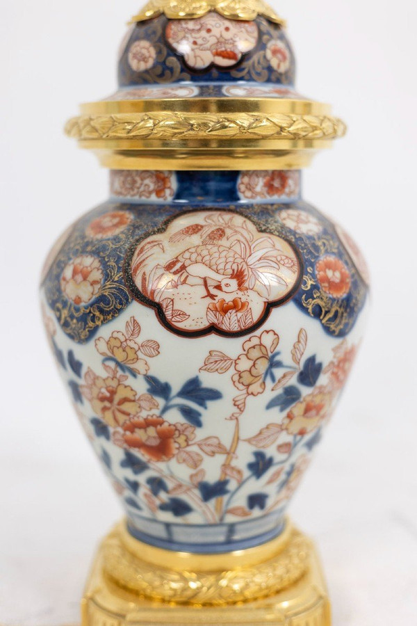 Lampe aus Imari-Porzellan und vergoldeter Bronze, um 1880, LS5057431B