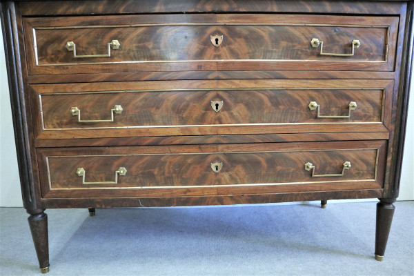 Louis XVI Style Commode In Mahogany Marble Top