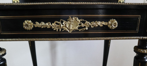 Bonheur Du Jour Legno annerito, intarsio di ottone, Napoleone III