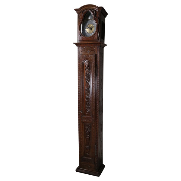 Horloge De Parquet En Chêne Sculpté, Mouvement XVIIIeme