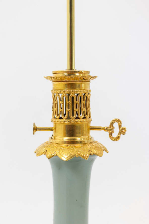 Pair Of Celadon Porcelain And Gilt Bronze Lamps, Circa 1880, LS4418621A