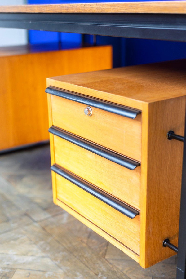 Bureau En Chêne Et Métal Laqué, Années 1970, LS4762911A