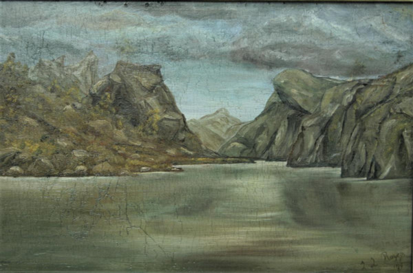 Dreamlike Landscape, Oil On Panel Signed, Dated 1889