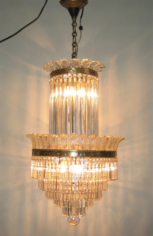 Chandelier With Palmettes And Glass Bars, Early 20th