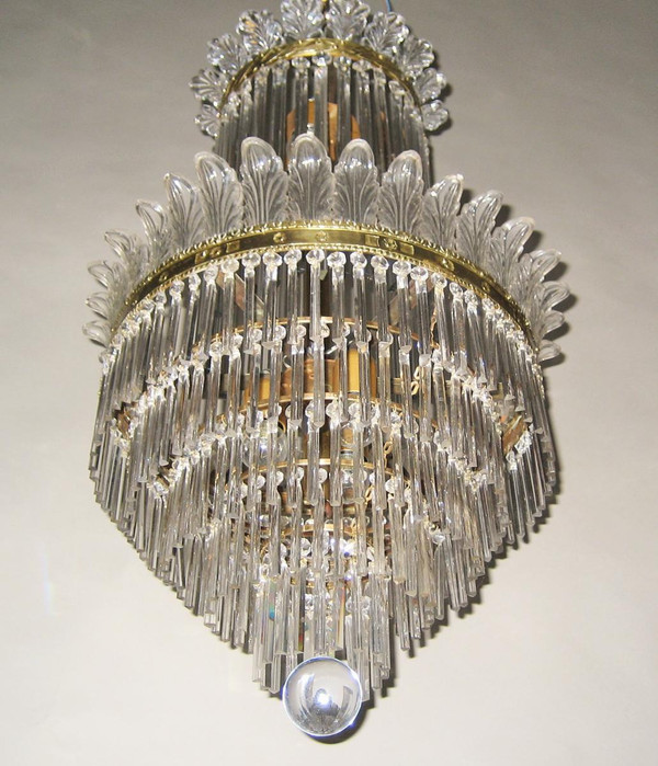 Chandelier With Palmettes And Glass Bars, Early 20th