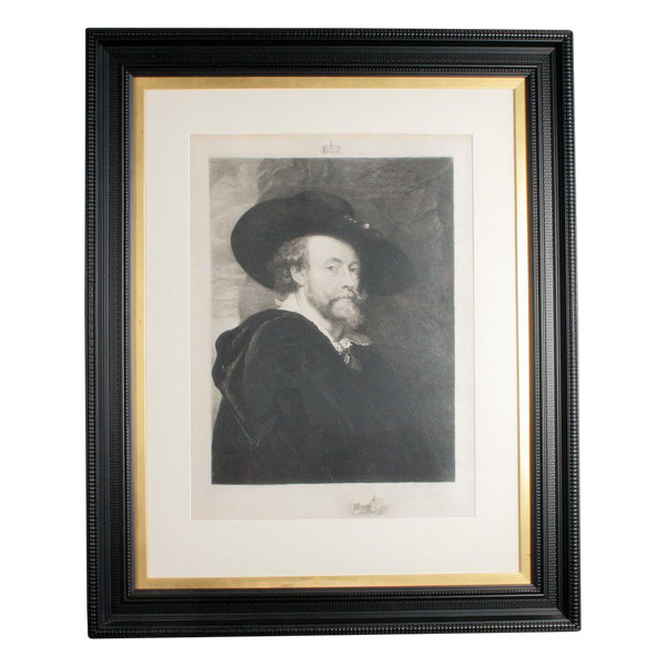 Engraving On Velin, Self Portrait, After Rubens, Hathez, 1890, Framed