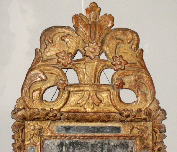 Mirror With Parecloses Surmounted By A Pediment, Golden Wood, Louis XIV Period