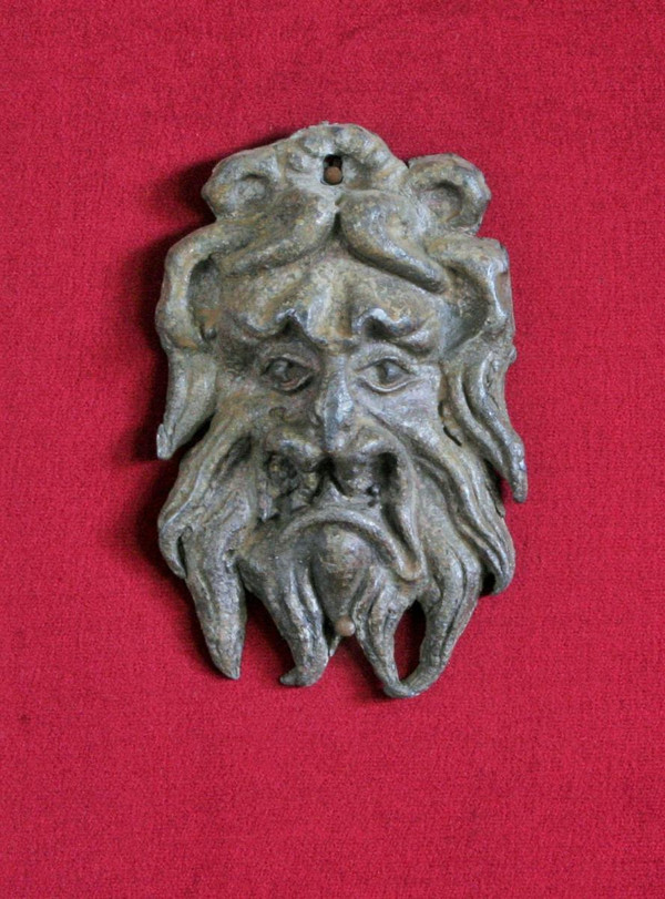 Mascaron En Plomb Patiné, époque Renaissance,encadré