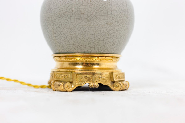 Cracked Celadon Porcelain And Gilt Bronze Lamp, Circa 1880, Ls4517471