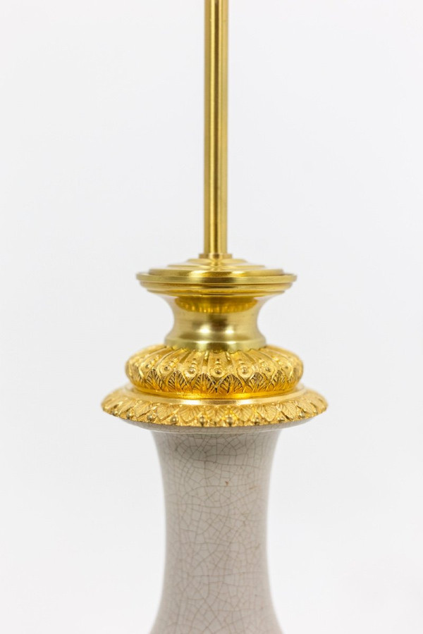 Cracked Celadon Porcelain And Gilt Bronze Lamp, Circa 1880, Ls4517471