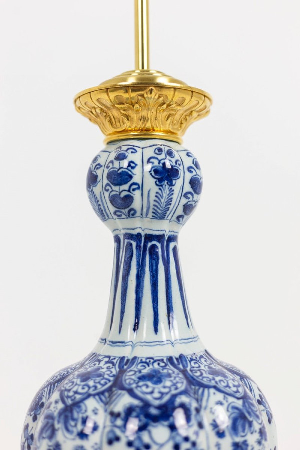 Delft Earthenware And Gilt Bronze Lamp, 19th Century, Ls450301