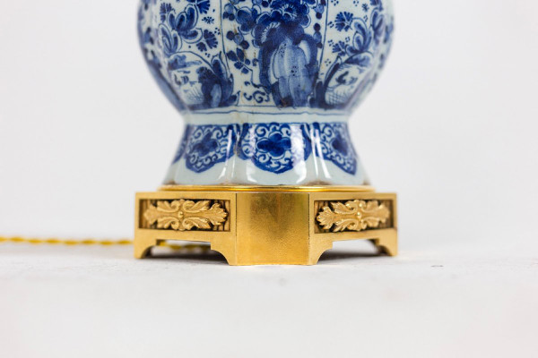 Delft Earthenware And Gilt Bronze Lamp, 19th Century, Ls450301