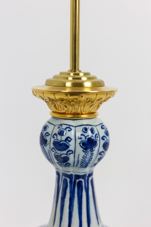 Delft Earthenware And Gilt Bronze Lamp, 19th Century, Ls450301