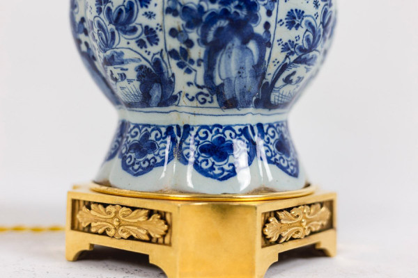 Delft Earthenware And Gilt Bronze Lamp, 19th Century, Ls450301