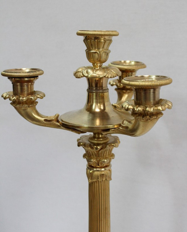 Pair of Gilded Bronze Candelabras, Louis-Philippe period - Early 19th century