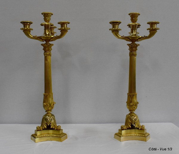 Pair of Gilded Bronze Candelabras, Louis-Philippe period - Early 19th century