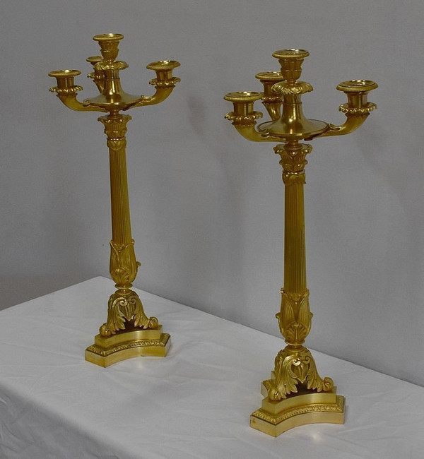 Pair of Gilded Bronze Candelabras, Louis-Philippe period - Early 19th century