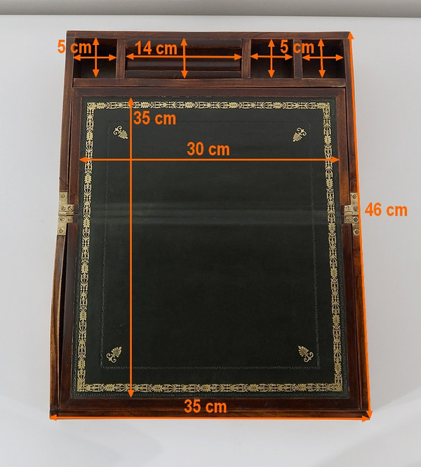 Petit Écritoire de Voyage en Acajou massif  - 2ème partie XIXe