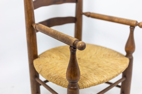 Pair De Fauteuils Paillés En Beech Naturel, Années 1950 - Ls4544331